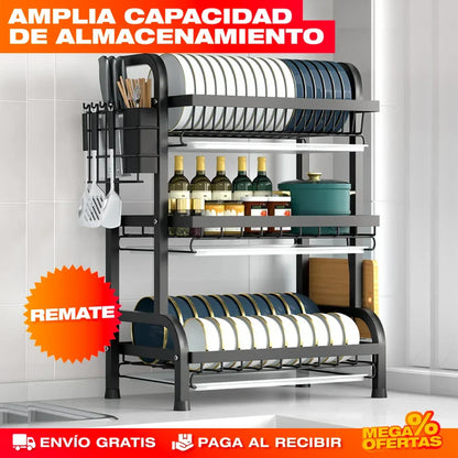 Escurridor de Platos de 3 Niveles – Estante Grande