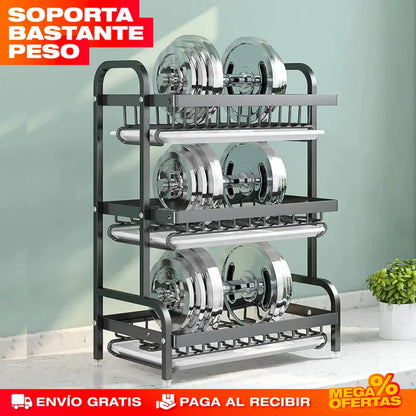 Escurridor de Platos de 3 Niveles – Estante Grande