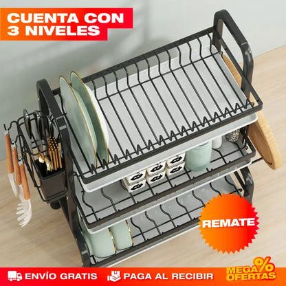 Escurridor de Platos de 3 Niveles – Estante Grande