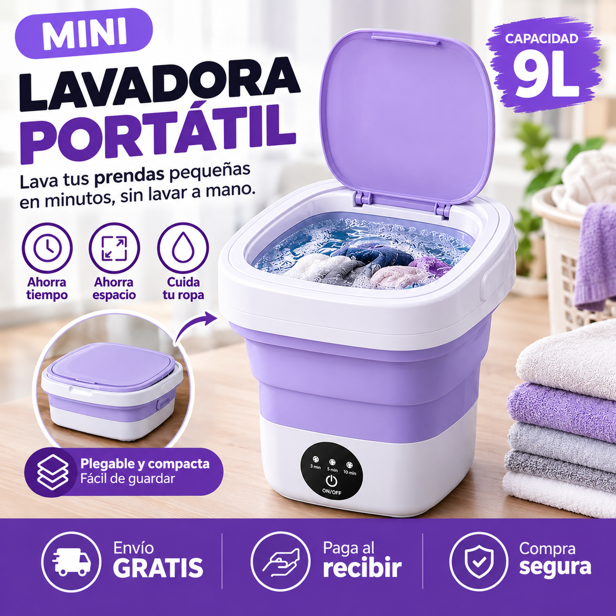 LavaFácil™ - Lavadora Portátil Para Tus Prendas Fácilmente, Sin Lavar a Mano.